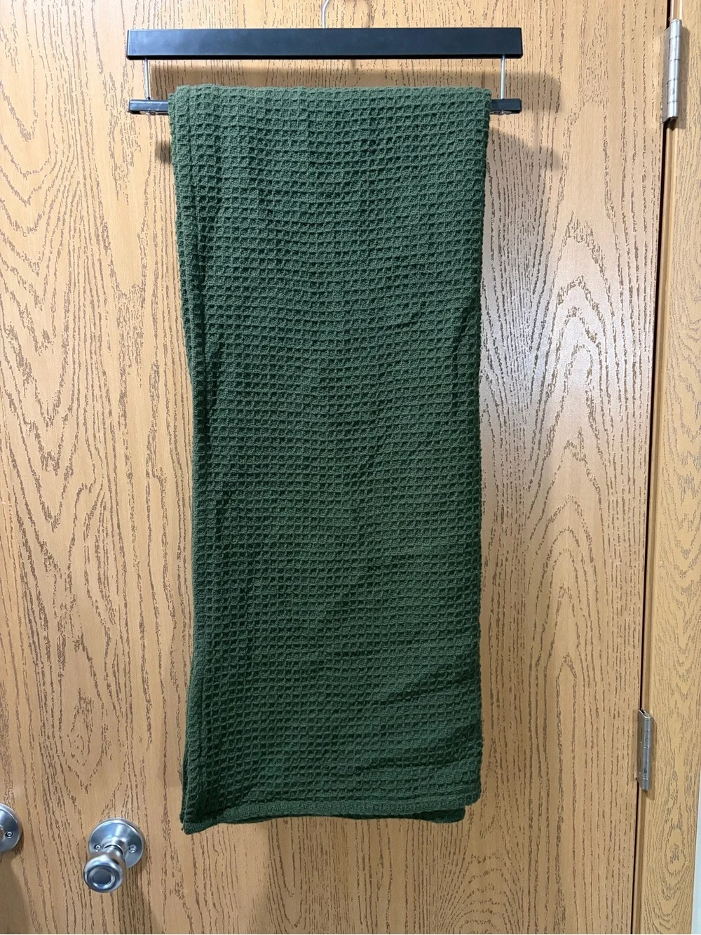 Arhaus Waffle Weave Cotton Throw Blanket Dark Green 50x60 Cozy Home Decor